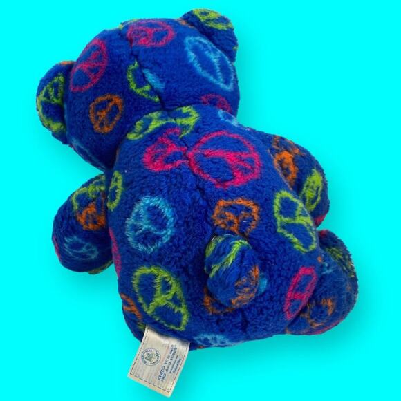 Build A Bear Workshop Blue Peace Sign Teddy Bear Plush 17" - Picture 10 of 10